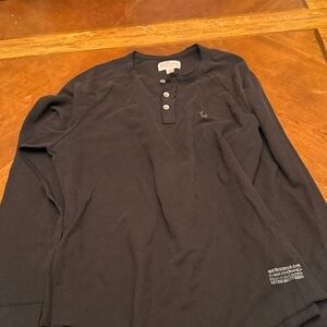 True Religion Dark Gray Long Sleeve Henley Shirt